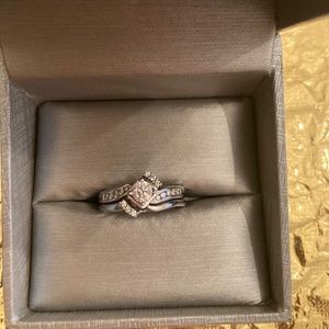 Zales bridal set-1/2 tcw-10k gold-sz6.5-tri-side